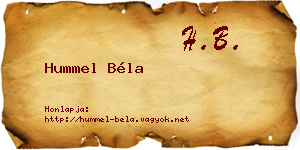 Hummel Béla névjegykártya